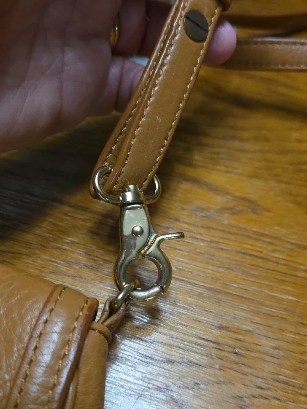 Tory Burch Brown Pebbled Leather Crossbody with Gold Logo